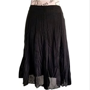Black crinkled sheer flowy midi skirt